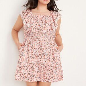 Flutter Sleeve Tie-Back Dress